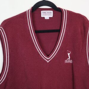 Vintage Slazenger Sweater Mens Large Red Preppy Tour Championship Golf Vest